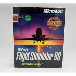 Microsoft Flight Simulator 98 PC Big Box Classic Games French Version Sealed